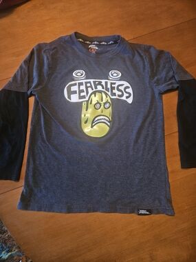 Fearless Graphic Layered-Look Long Sleeve Tee - Navy